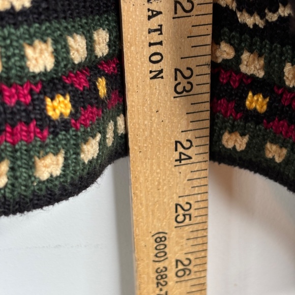VTG 90s Christine Foley Christmas Cardigan Sweater 2 Black Reindeer Fair Isle - Picture 8 of 11